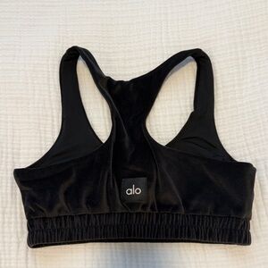 ALO Yoga Women's Black Velvet Sports Bra
